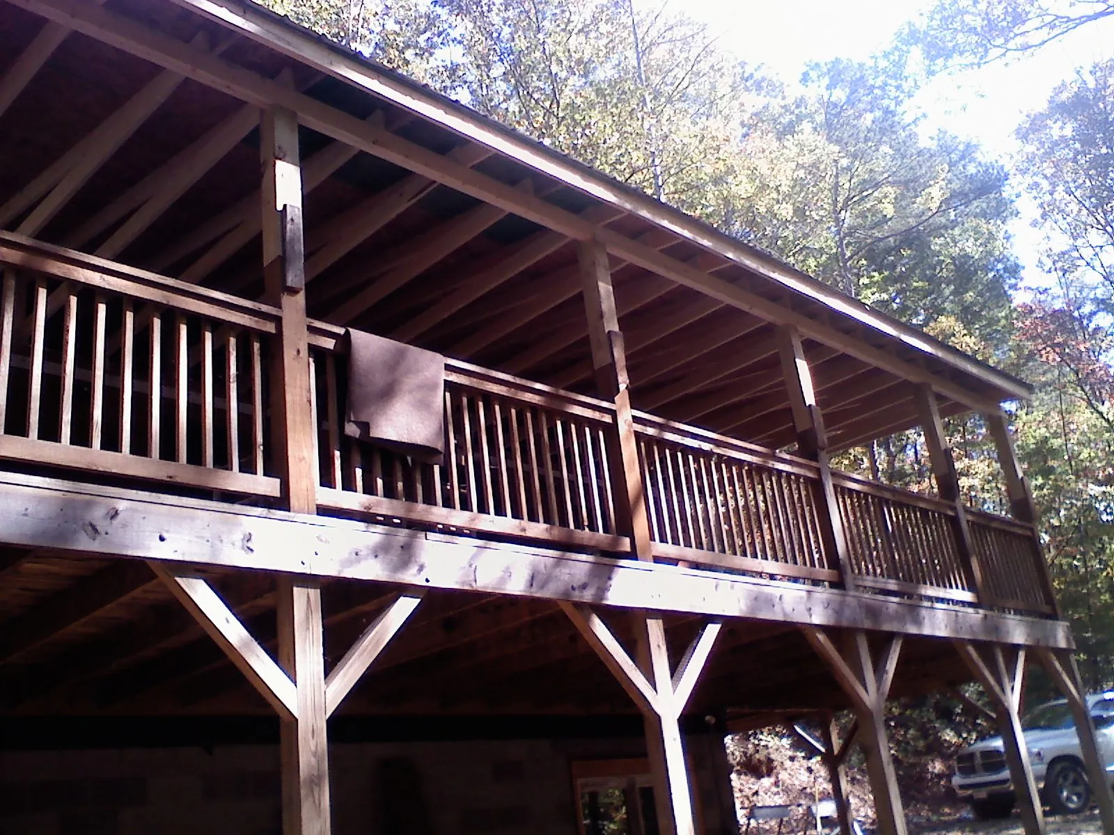 Timber framing under a new elevated porch and deck — Roof Leak Repair in Chaska by Roofing Brothers